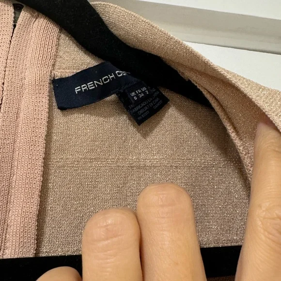 French Connection Pink and Tan Mini Bodycon Dress V-Neck Cocktail - Picture 5 of 5